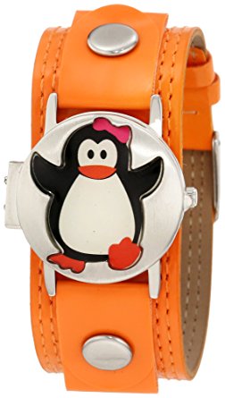 Frenzy Kids' FR319 Penguin Analog Watch with Orange Band