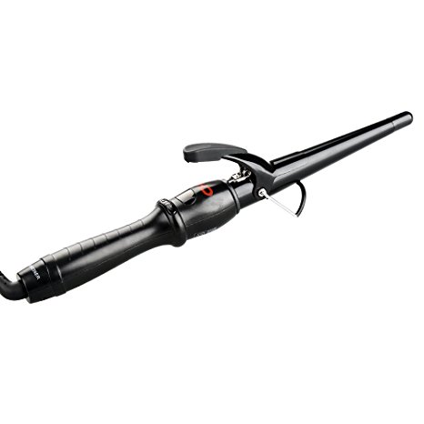 MHD Professional Curling Iron Tapered 25mm to 19mm Diameter Ceramic Curling Iron with Rotation Thread,Black