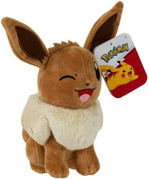 Pokemon 8 Inch Plush Officially Licensed Stuffed Animal Super Soft Cuddly Toy Kids (Eevee (Wink))