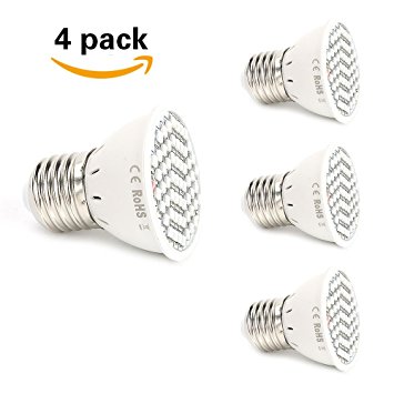 [Pack of 4]eSavebulbs 3 Watt Hydroponic LED Grow Lights E27 Grow Lights for Indoor Plants,60 Leds 2835SMD 44Red/16Blue AC 85V~265V