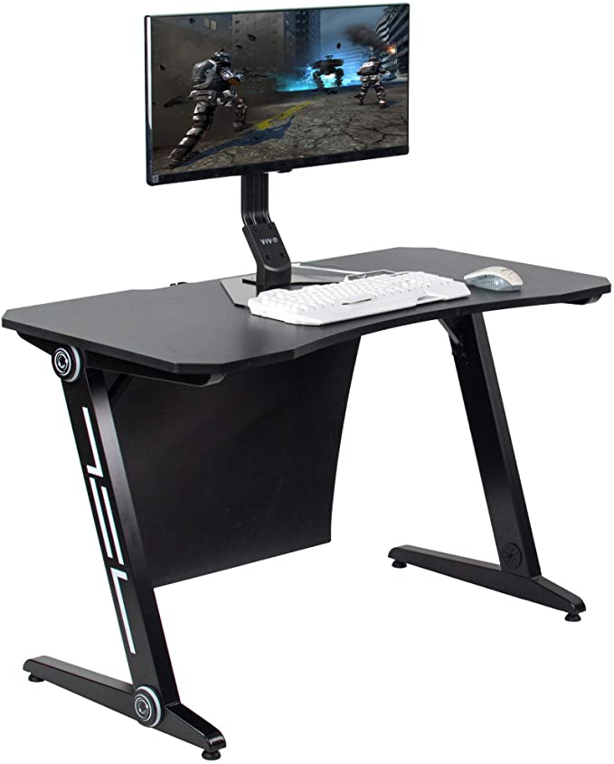 VIVO Black 47 inch Gaming Desk with Z-Shaped Frame | Ergonomic Home Office Computer Workstation, E Sports Racing Table (DESK-GMZ0B)