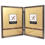 Lawrence Frames Antique Pewter 8x10 Hinged Double Picture Frame - Bead Border Design