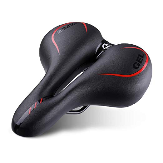 OUTERDO Memory Sponge Bike Saddle Mountain Bike Seat Breathable Comfortable Cycling Seat Cushion Pad with Central Relief Zone and Ergonomics Design Fit for Road Bike and Mountain Bike