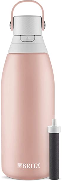 Brita Stainless Steel Water Filter Bottle, 32 oz, Rose