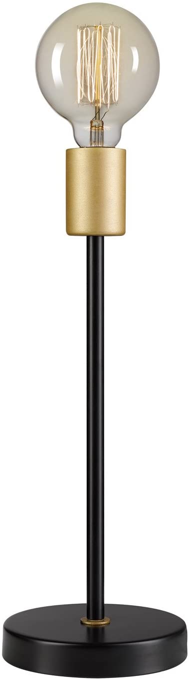 Globe Electric 12939 Remington 15" Table Lamp, Black Finish, Exposed Gold Socket, in-Line On/Off Rocker Switch