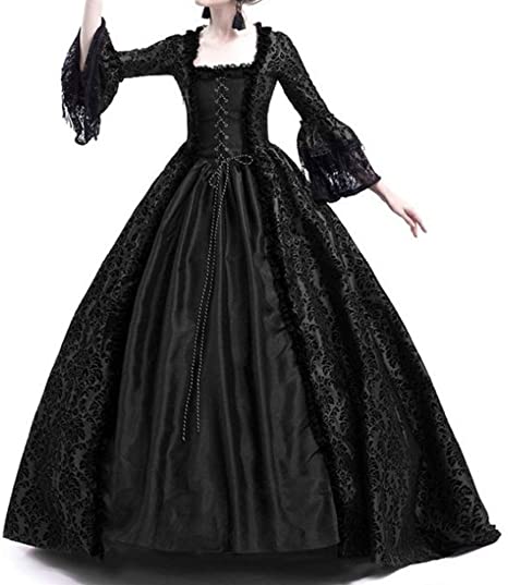 Medieval Queen Vitorian Dress Gothic Lace Bell Sleeve Ball Gown Renaissance Royal Fancy Masquerade Vampire Costume