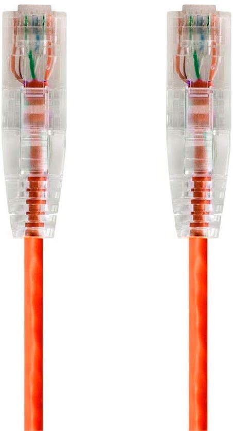 Monoprice Cat6 Ethernet Patch Cable - 50 feet - Orange | Snagless RJ45 Stranded 550MHz UTP CMR Riser Rated Pure Bare Copper Wire 28AWG - SlimRun Series