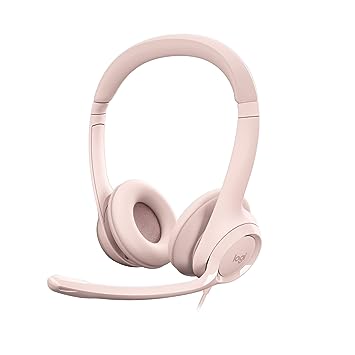 Logitech H390 Wired Headset for PC/Laptop, Stereo Headphones with Noise Cancelling Microphone, USB-A, in-Line Controls, Works with Chromebook - Rose