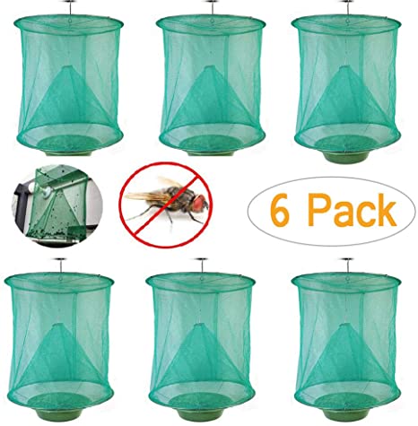 2019 Ranch Fly Trap Flycatcher Folding Hanging Fly Cage Mesh Net with Food Bait Flay Catcher High-Efficiency Insect Catching forResidential Areas,Garden, Ranch Farms and More
