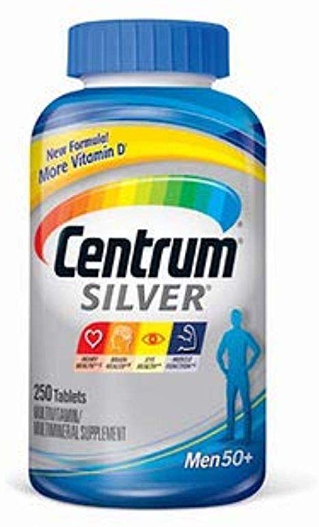 Centrum Silver Men Multivitamin/Multimineral Supplement Tablet, Vitamin D3, Age 50  (250 Count)