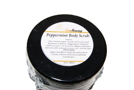 100% Natural Peppermint Anti Fungal Oil Body & Foot Sugar Scrub 3 oz. - Best for Acne, Dandruff and Warts, Helps with Corns, Calluses, Athlete foot, Jock Itch & Body Odor