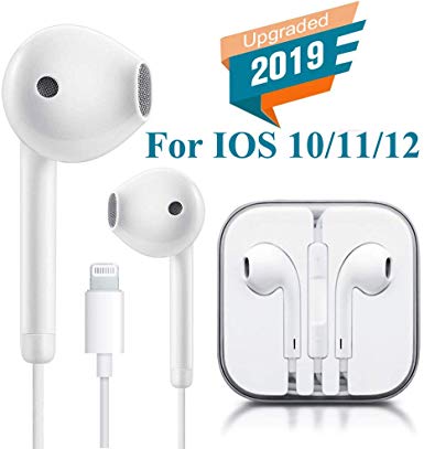 Lighting Connector Earbuds Earphone Wired Headphones Headset with Mic Control,Convenient to Use,Compatible with Apple iPhone 11 Pro Max/Xs Max/XR/X/7/8 Plus Plug and Play Monopod Heads