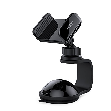 AUKEY Car Mout Holder 360 Degree Rotating Windshield Dashboard Phone Holder for Car Universal for GPS, iPhone 7, iPhone 6S / 6, iPhone 5S / 5C / 5, iPhone SE, Samsung Galaxy S6 Edge Note5 4, Nexus, and others Smartphones ( Black )