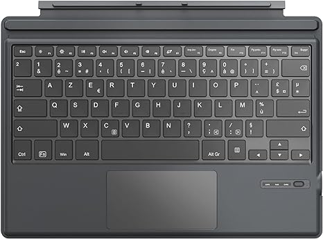 MoKo Clavier Français Compatible avec Microsoft Surface Pro 7 Plus/Pro 7/Pro 6/Pro 5/Pro 4/Pro 3, Clavier AZERTY Bluetooth avec Pivot Rotatif Fin, Batterie au Lithium Intégrée, Gris