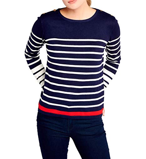 BENANCY Women's Crewneck Striped Long Sleeve Soft Pullover Knit Sweater Tops