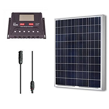 Renogy 100 Watt 12 Volt Polycrystalline Solar Bundle Kit with 30A PWM Controller - LCD Display