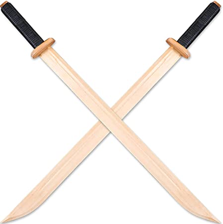 AEVVV 2 Samurai Swords for Kids 24 in (60 cm) - Pair of Handmade Wooden Katana Swords Ninja Toys Outdoor Play - Espada Katanas De Madera De Juguete