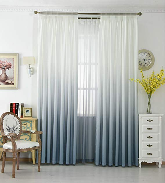 AliFish Grommet Semi Blackout Curtains Gradient Panel Curtain Thermal Insulated Room Darkening Bderoom Window Treatment Drape for Living Room/Kids Room/Wedding 1 Panel W52 x L84 inch Gray
