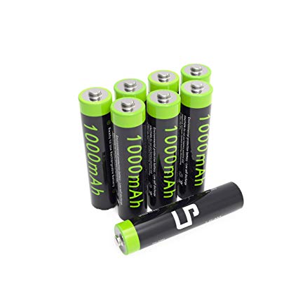 LP AAA Ni-MH Rechargeable Battery Pack, 8-Pack Triple-A Batteries with 1000mAh High Capacity for Clocks, Remotes, Toys, Cameras, Flashlights & More