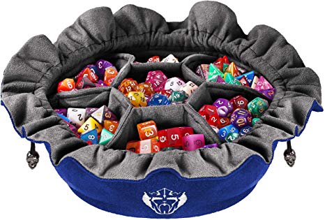 CardKingPro Immense Dice Bags with Pockets - Blue - Capacity 150  Dices - Great For Dice Hoarders