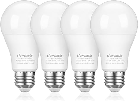 DEWENWILS 4-Pack Dusk to Dawn Light Bulbs Outdoor, Automatic On/Off LED Sensor Light Bulb, 5000K Daylight Glow, 9W(60W Equivalent), E26 Base 500LM Bright Light Bulb, UL Listed