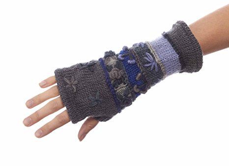 Hand Knitted Wool Wrist Warmers with Fleece Lining