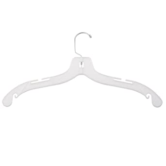 NAHANCO 1507 Plastic Dress Hanger, Medium Weight, 17", White (Pack of 100)