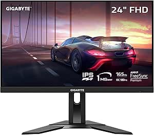 GIGABYTE G24F 2-R, 24" 1080P Gaming Monitor, 165Hz/180Hz(OC), 1920 x 1080 SS IPS Display, 1ms (MPRT) Response Time, 95% DCI-P3, 125% sRGB, 1x DisplayPort 1.2, 2X HDMI 2.0, 3X USB 3.2 (RENEWED)