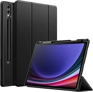 JETech Hülle für Samsung Galaxy Tab S10 Plus/Tab S9 Plus 12,4 Zoll mit S Pen Halterung, Weiche TPU Ständer Schützend Tablet Schutzhülle, Unterstützung S Pen Aufladung (Graphite Schwarz)