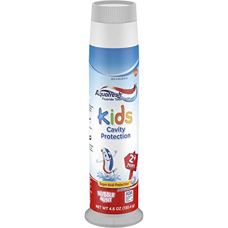 Aquafresh Kids Pump Cavity Protection Bubble Mint Fluoride Toothpaste for Cavity Protection, 4.6 ounce