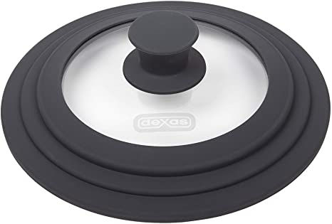 Dexas GSL85-432M FlexLid Universal Pan Lid Made from Tempered Glass and Silicone, Fits 8.5 Inch Pots
