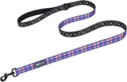 PoyPet 5 Feet Dog Leash with Padded Handle for Small Medium and Large Dogs (Checkered Blue & Orange)