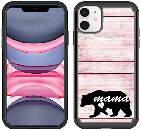 CorpCase - Hybrid Case for iPhone 11 - Mama Bear Pink Wooden/Unique Case with Great Protection