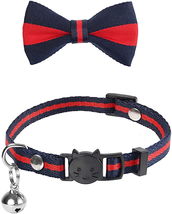 Good Buddy Cat Collar Breakaway with Bell and Cute Bow Tie for Kitty and Puppies, Adjustable from 8-12 Inch(S)