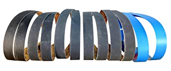 1 in. X 30 in. Premium Silicon Carbide Fine Grit Sanding Belts 220, 400, 600, 800, 1000, 2000 Grit Sharpening Belts 12 Pack Assortment