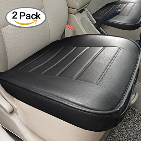 Edge Wrapping 2pc Car front Seat Cushion Cover Pad Mat for Auto Supplies Office Chair with PU Leather Bamboo Charcoal