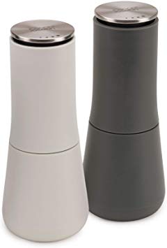 Joseph Joseph 95036 Milltop Salt and Pepper Grinder Set with Adjustable Grind Size Coarseness, 2-piece, Dark Gray/White