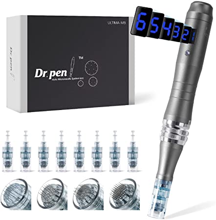 Dr. Pen Microneedling Pen Electric Wireless Derma Pen with 8pcs Replacement Cartridges, Ultima M8 Professional Microneedle Dermape Skin Care Tool Kit for Face Body Home Use