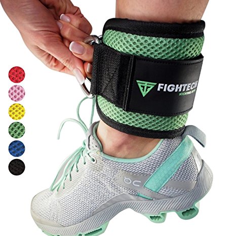 FIGHTECH Ankle Straps For Cable Machines: Fitness Cuff For Men & Women, Strong Brace with Thick Padding For Comfort & Stability Easily Adjustable Band - For Leg, Hip, Calf & Glute Exercises