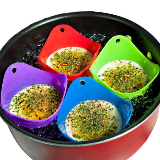 KAIL Silicone Egg Poacher Cups - Set of 4 BPA Free Poaching Pods for Cooking Perfect