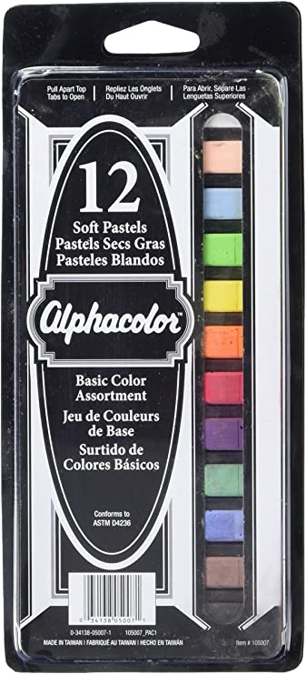 Quartet Alphacolor Soft Square Pastels, Multi-Colored, 12 Pastels per Set (105007)