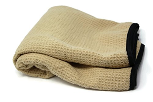 Sarge's Car Care .50 CAL CAR DRYING TOWEL - XL-Size (27 in x 39 in) - Premium Silk Bound Waffle Weave Microfiber for Maximum Absorption - Bound in Silk to Deliver a Durable Snag-free & Tear-free Towel