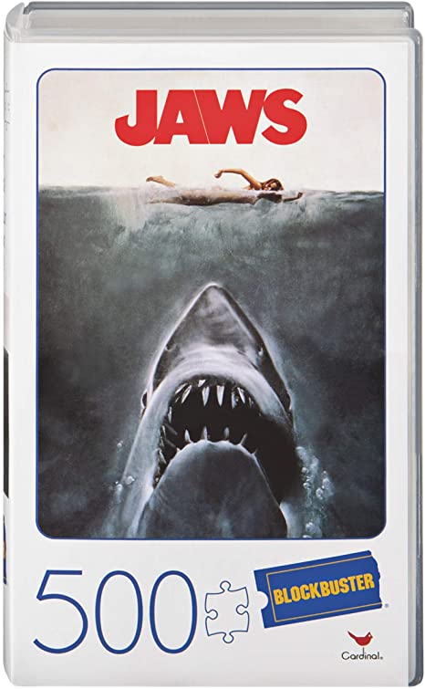 Jaws Movie 500-Piece Puzzle in Plastic Retro Blockbuster VHS Video Case