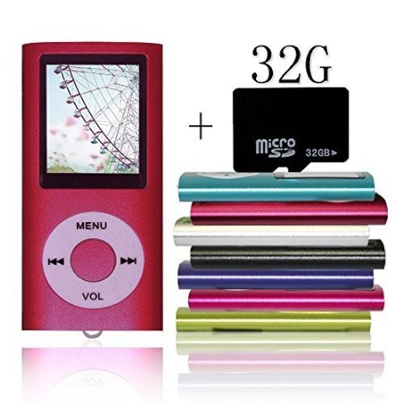 Tomameri Red Portable MP4 Player MP3 Player Video Player with Photo Viewer  E-Book Reader  Voice Recorder with 32 GB Micro SD Card