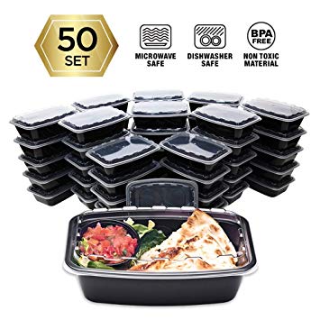 Cubeware 50-Pack Snap-Seal, Microwavable, Dishwasher and Freezer Safe, Reusable Food Storage Bento Box, Meal Prep Containers (38 oz, BPA Free)