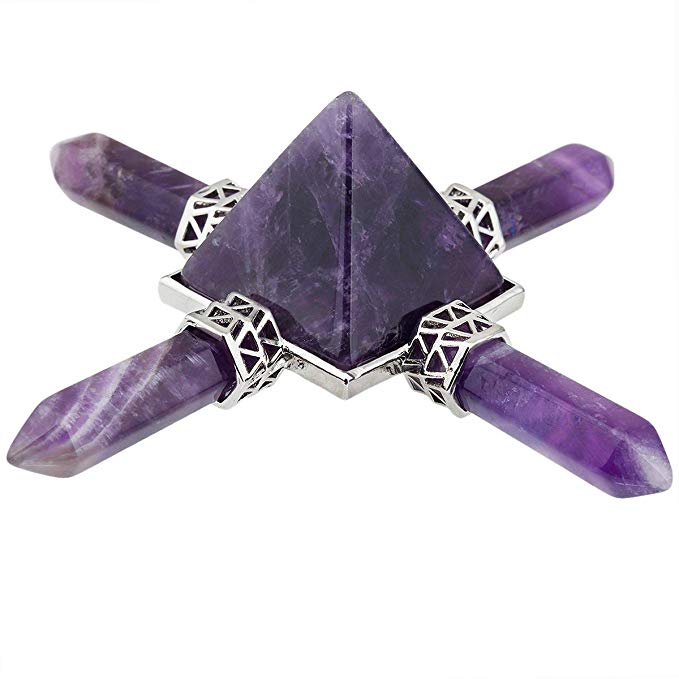 rockcloud Pyramid Energy Generator,Reiki Chakra Healing Crystal Stone,Amethyst