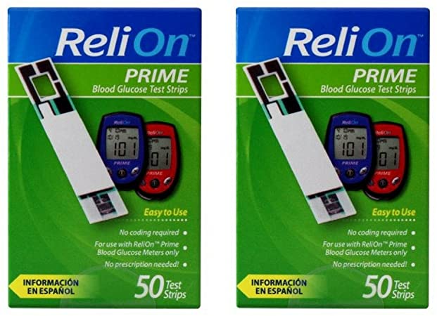 ReliOn Prime Blood Glucose Test Strips, 50 Ct (2 Pack)