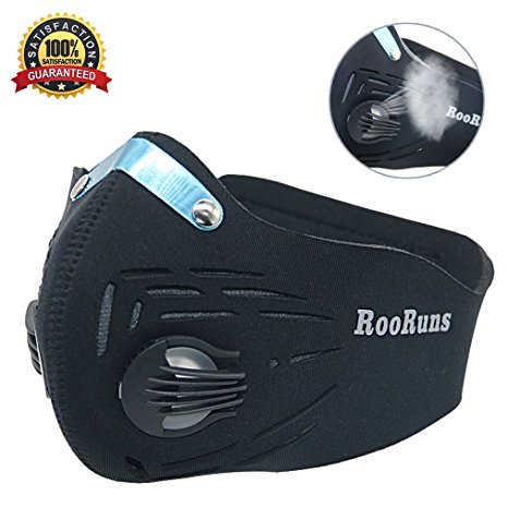 Dust Mask, RooRuns Running Mask Activated Carbon Filtration Exhaust Anti Pollen Allergy PM2.5 Dust-proof Mask for Biking, Woodworking, House Decorating and Other Outdoor Activities