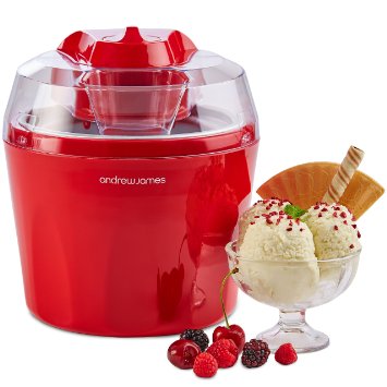 Andrew James Ice Cream Maker - Voted "Best Buy" By Which? Magazine. 1.5 Litre - Red