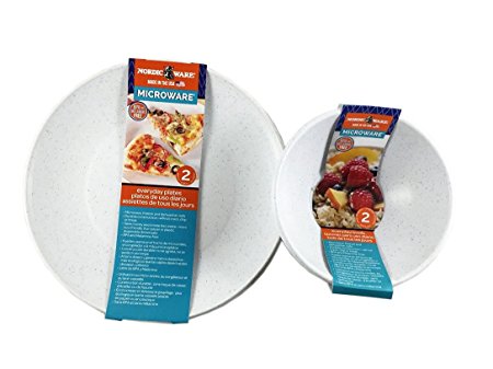 Microwave Safe Plates and Bowls 4 Piece Eco-Friendly Dinnerware Set